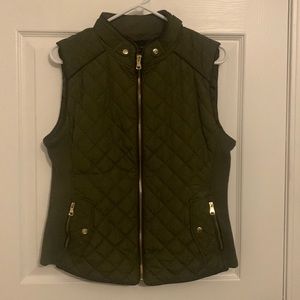 Green and brown zip up vest